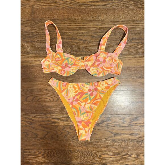 NWOT LA Hearts by PacSun Multicolor Penny Terry High Waisted Bikini M - Picture 5 of 12